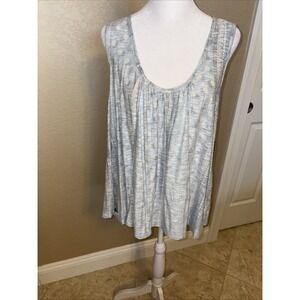 Lucky Brand Babydoll Top Womens L Gray Sleeveless Shirt Muted Aztec MSRP $49.50